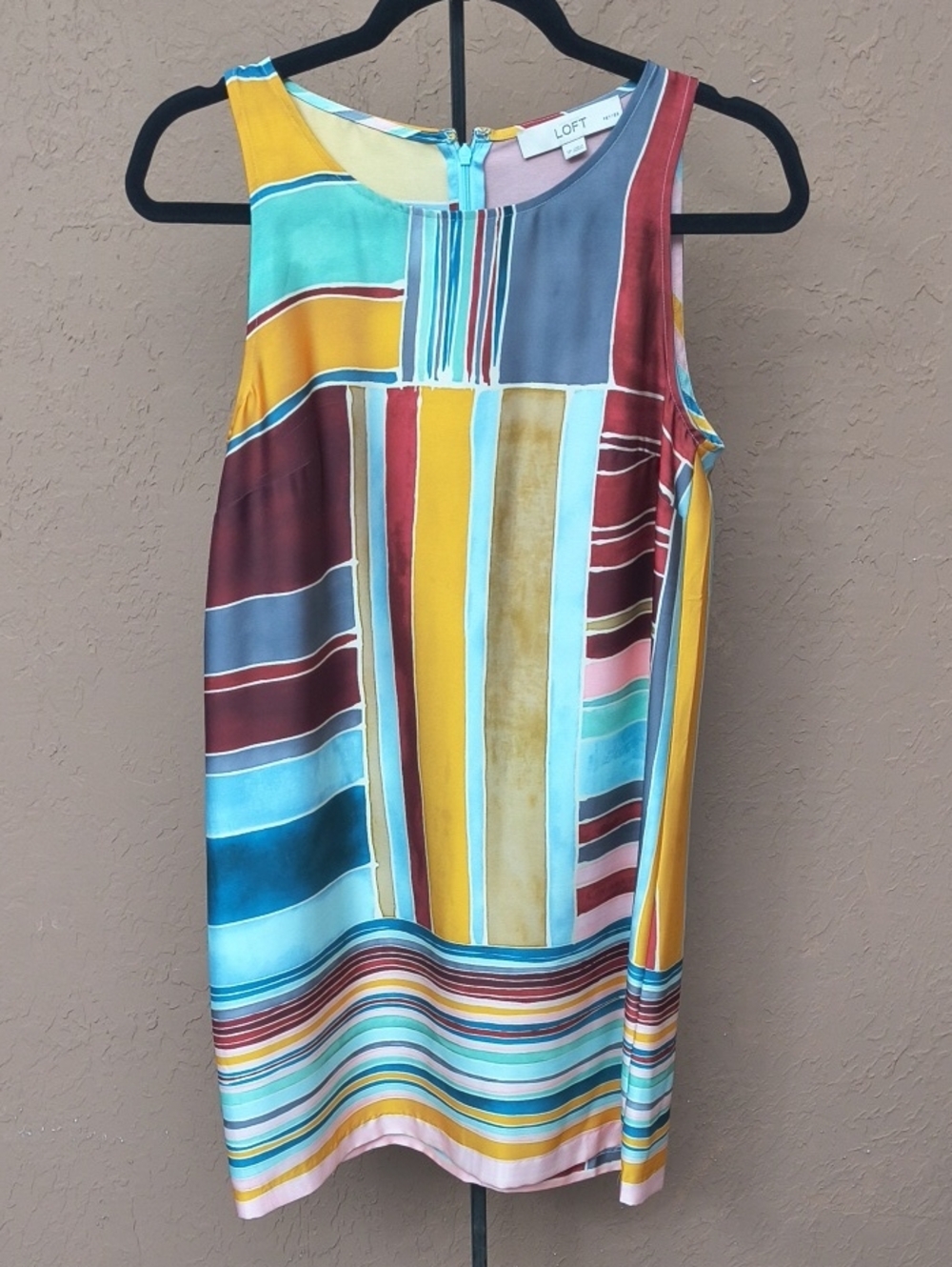 Ann Taylor LOFT Women's Color Block Mini Sleeveless Shift Dress Size SP